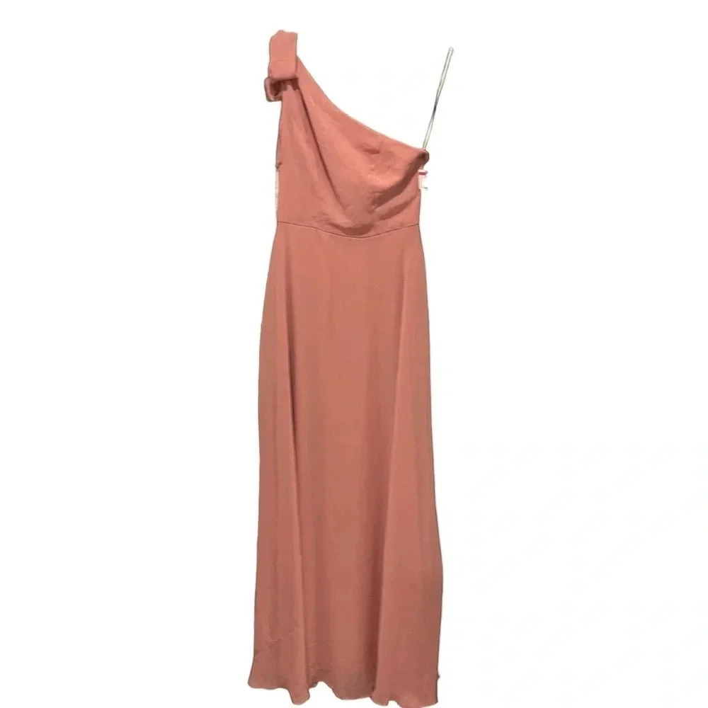 🌹After Six One Shoulder Draped Maxi Dress Desert Rose Pink NWT Size 0🌹